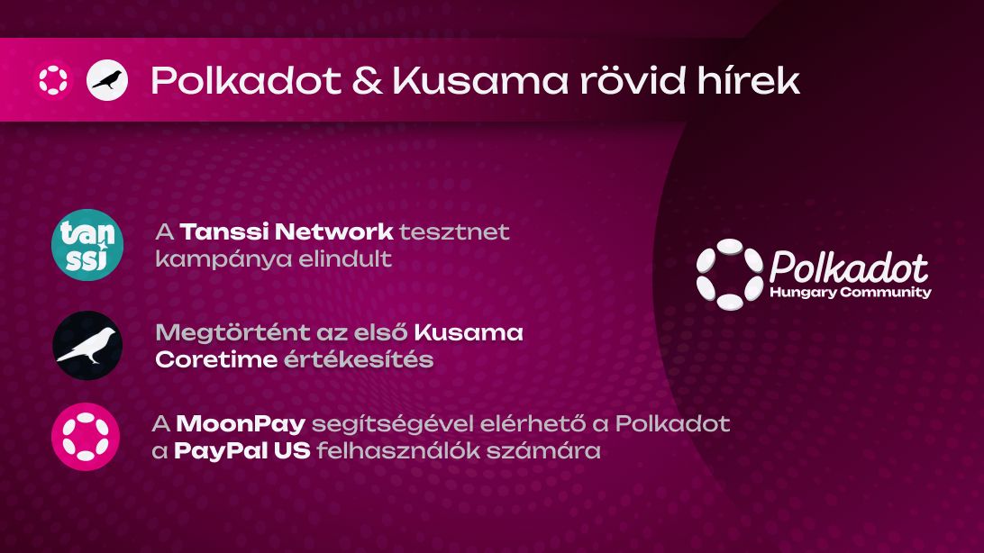 Heti hírek a Kusama és Polkadot ökoszisztémából